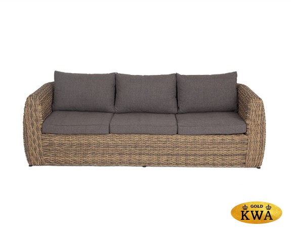 "Кальяри" диван из искусственного ротанга (гиацинт) трехместный, цвет соломенный