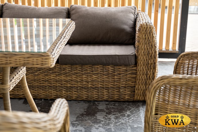 "Кальяри" диван из искусственного ротанга (гиацинт) трехместный, цвет соломенный