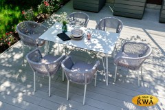 &quot;Марсель&quot; плетеный стул из роупа (веревки), каркас белый, цвет светло-серый