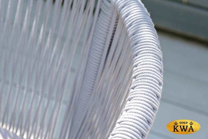 "Марсель" плетеный стул из роупа (веревки), каркас белый, цвет светло-серый