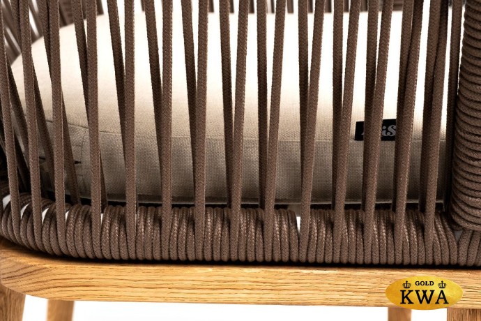 "Марсель" плетеный стул из роупа, основание дуб, ткань бежевая