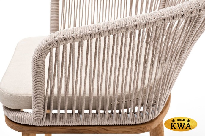 "Марсель" плетеный стул из роупа, основание дуб, ткань бежевая