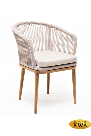 "Марсель" плетеный стул из роупа, основание дуб, ткань бежевая