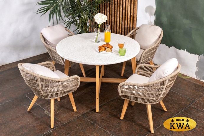 Стол обеденный из тика TALARA круглый 120 см  Joygarden