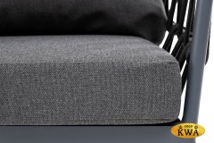 &quot;Диего&quot; кресло плетеное из роупа, каркас алюминий темно-серый (RAL7024), роуп темно-серый круглый, ткань темно-серая