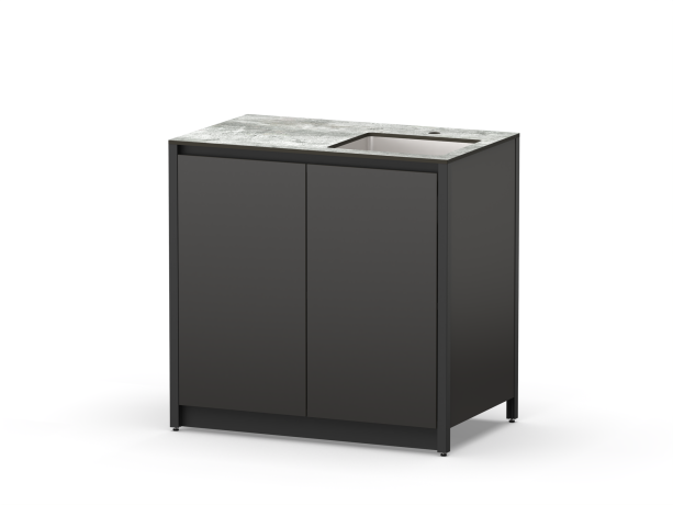Шкаф напольный с мойкой Lounge D-04S-R, 90 см, черный/серый каспий