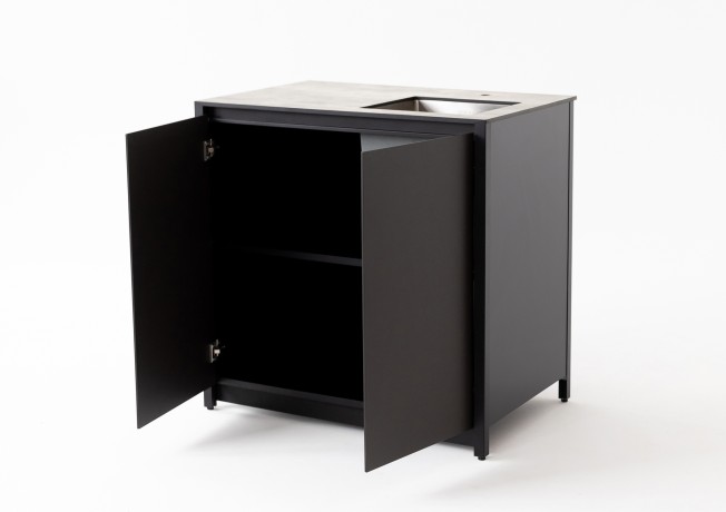 Шкаф напольный с мойкой Lounge D-04S-R, 90 см, черный/серый каспий