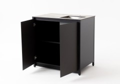 Шкаф напольный с мойкой Lounge D-04S-R, 90 см, черный/серый каспий