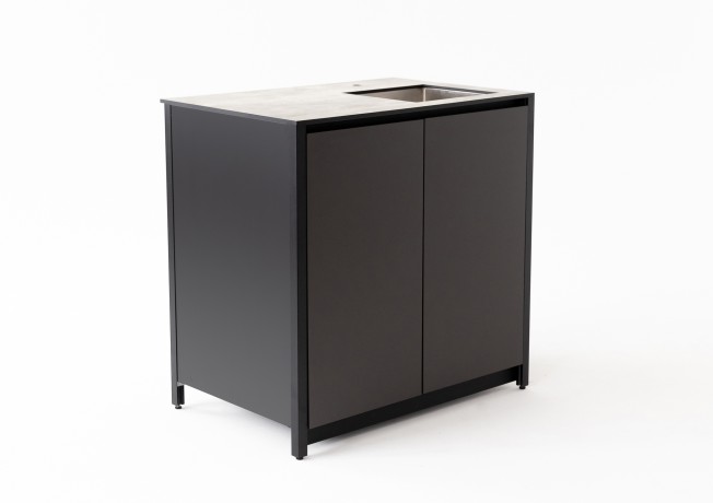 Шкаф напольный с мойкой Lounge D-04S-R, 90 см, черный/серый каспий