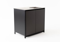 Шкаф напольный с мойкой Lounge D-04S-R, 90 см, черный/серый каспий