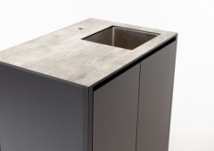 Шкаф напольный с мойкой Lounge D-04S-R, 90 см, черный/серый каспий