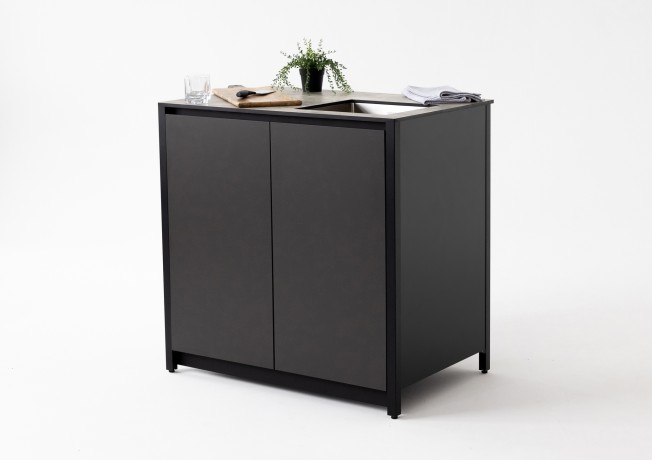 Шкаф напольный с мойкой Lounge D-04S-R, 90 см, черный/серый каспий