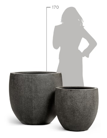 Кашпо TREEZ Effectory Stone большой округлый конус Тёмно-серый камень д-54 см, в-51 см