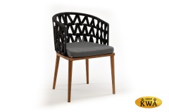 &quot;Диего&quot; стул плетеный из роупа, основание дуб, каркас из стали темно-серый (RAL7024) муар, роуп темно-серый круглый, ткань серая