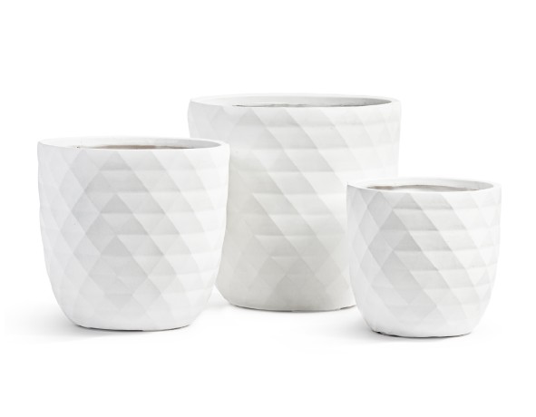 Кашпо TREEZ ERGO Diamond Чаша-конус Белый камень д-30, в-29 см