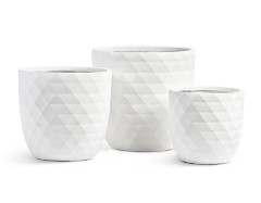 Кашпо TREEZ ERGO Diamond Чаша-конус Белый камень д-30, в-29 см