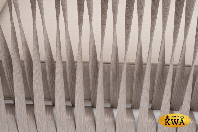 "Касабланка" кресло плетеное из роупа, каркас алюминий белый муар, роуп бежевый 20мм, ткань бежевая 15052