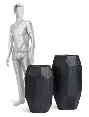 Кашпо TREEZ Effectory Anthra Высокий Design-многогранник Антрацит в-75, д-48 см 1/1