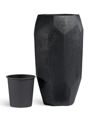 Кашпо TREEZ Effectory Anthra Высокий Design-многогранник Антрацит в-75, д-48 см 1/1
