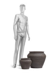 Кашпо Treez Ergo Nero Чаша-амфора Чёрный туф в-29 см, д-33 см