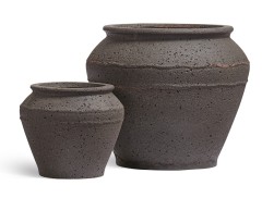 Кашпо Treez Ergo Nero Чаша-амфора Чёрный туф в-29 см, д-33 см