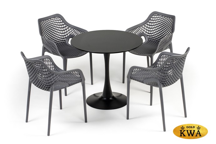"Беллини" обеденная группа на 4 персоны, цвет темно-серый