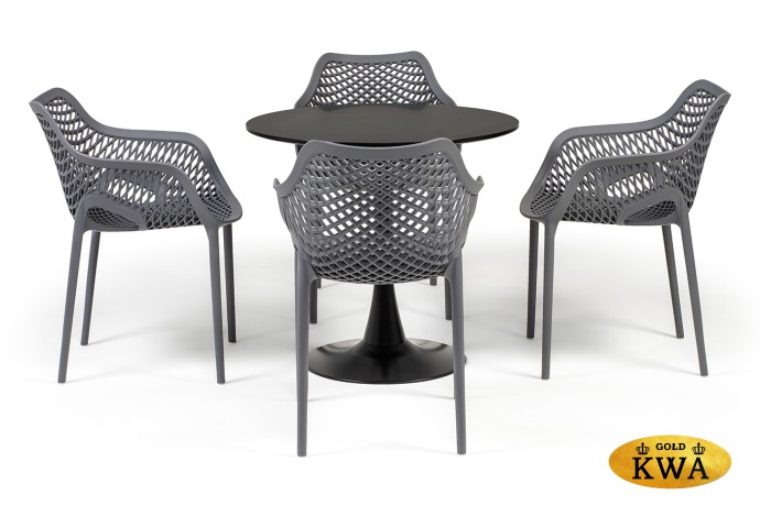 "Беллини" обеденная группа на 4 персоны, цвет темно-серый