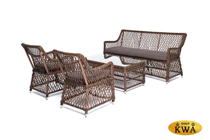 "Асти" лаунж-зона из искусственного ротанга на 4 персоны, цвет коричневый