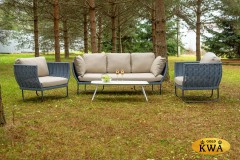 &quot;Фиджи&quot; лаунж-зона 5-местная плетеная из роупа (веревки), каркас алюминиевый темно-серый, роуп синий (KT18-014)