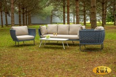 "Фиджи" лаунж-зона 5-местная плетеная из роупа (веревки), каркас алюминиевый темно-серый, роуп синий (KT18-014)