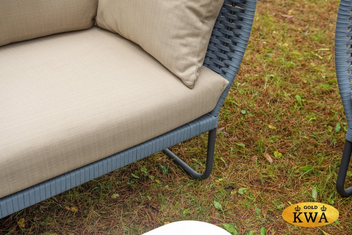 "Фиджи" лаунж-зона 5-местная плетеная из роупа (веревки), каркас алюминиевый темно-серый, роуп синий (KT18-014)