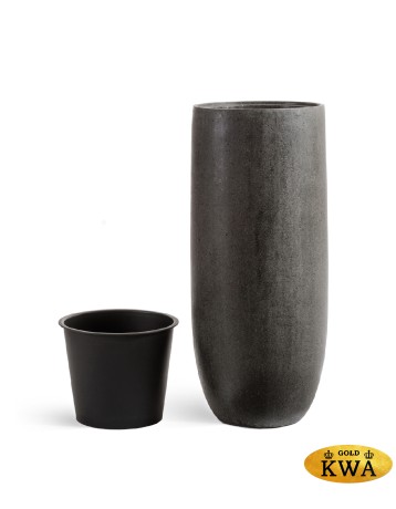 Кашпо TREEZ Effectory Stone Высокий округлый конус Тёмно-серый камень в-95 см, д-39 см