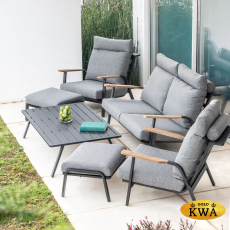 Malmo с 2-х местным диваном Комплект лаунж мебели антрацит/серый, алюминий