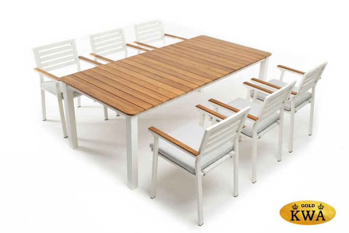 Обеденный стол из алюминия CONCORD 210 см белый Joygarden