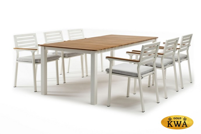 Обеденный стол из алюминия CONCORD 210 см белый Joygarden