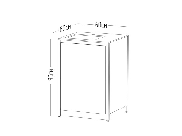 Шкаф напольный с мойкой Lounge D-10S, 60 см, дуб сонома/черный мрамор