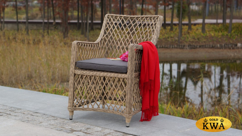 "Латте" плетеное кресло из искусственного ротанга, цвет соломенный