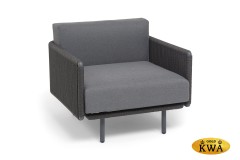 &quot;Джелло&quot; кресло плетеное из роупа, каркас алюминий темно-серый (RAL7024) муар, роуп темно-серый круглый, ткань темно-серая 027