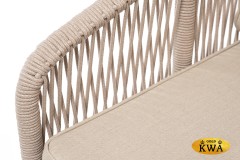 &quot;Канны&quot; кресло плетеное из роупа, каркас алюминий белый, роуп бежевый круглый, ткань бежевая