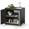 Шкаф напольный с мойкой Lounge D-04S-R, 90 см, дуб сонома/черный мрамор