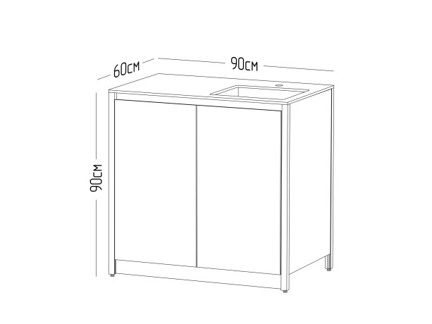 Шкаф напольный с мойкой Lounge D-04S-R, 90 см, дуб сонома/черный мрамор