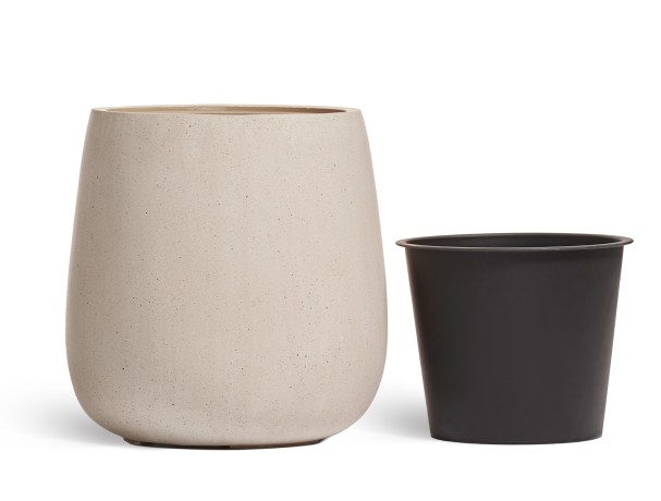 Кашпо TREEZ Effectory Beton Design-Чаша Белый песок в-33 см, д-31 см