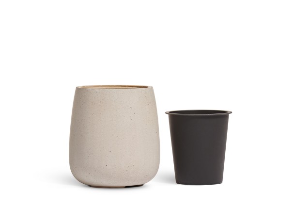 Кашпо TREEZ Effectory Beton Design-Чаша Белый песок в-33 см, д-31 см