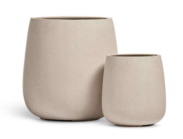 Кашпо TREEZ Effectory Beton Design-Чаша Белый песок в-33 см, д-31 см