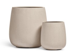 Кашпо TREEZ Effectory Beton Design-Чаша Белый песок в-33 см, д-31 см