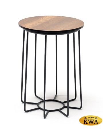 "Эквадор" журнальный стол из HPL круглый Ø40 H55, каркас из алюминия коричневый (RAL 8016) муар, цвет столешницы "дуб"