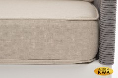 &quot;Канны&quot; диван 3-местный плетеный из роупа, каркас алюминий белый муар, роуп светло-серый круглый, ткань бежевая 15052