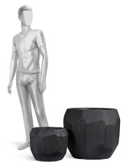 Кашпо TREEZ Effectory Anthra Design-многогранник Антрацит в-32, д-37 см