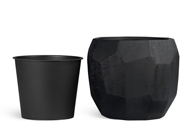 Кашпо TREEZ Effectory Anthra Design-многогранник Антрацит в-32, д-37 см
