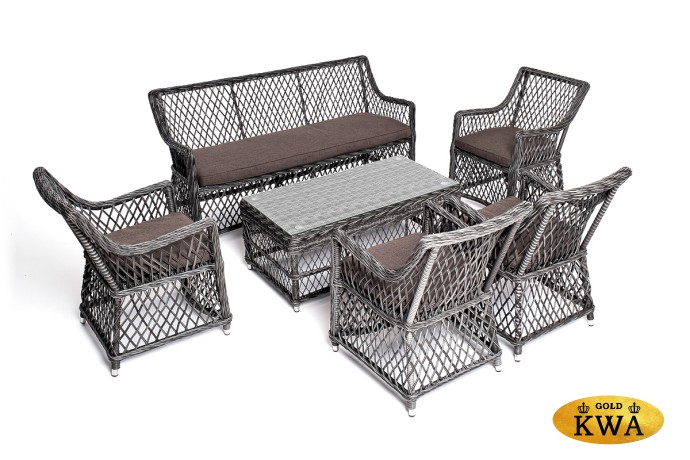 "Асти" лаунж-зона из искусственного ротанга на 6 персоны, цвет графит